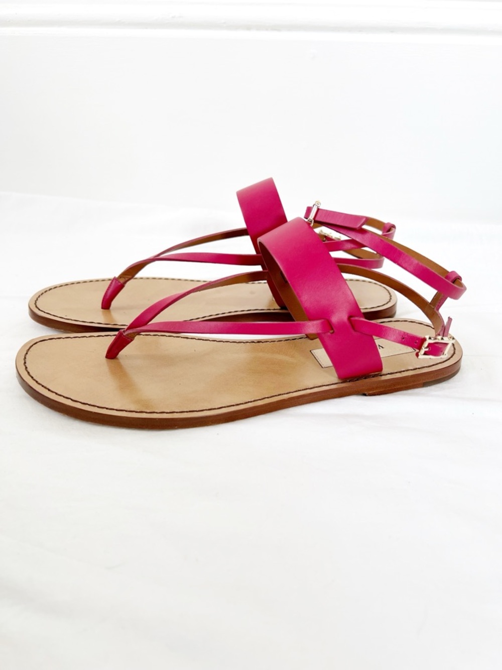 Valentino Garavani Fuchsia Strappy Leather Sandals